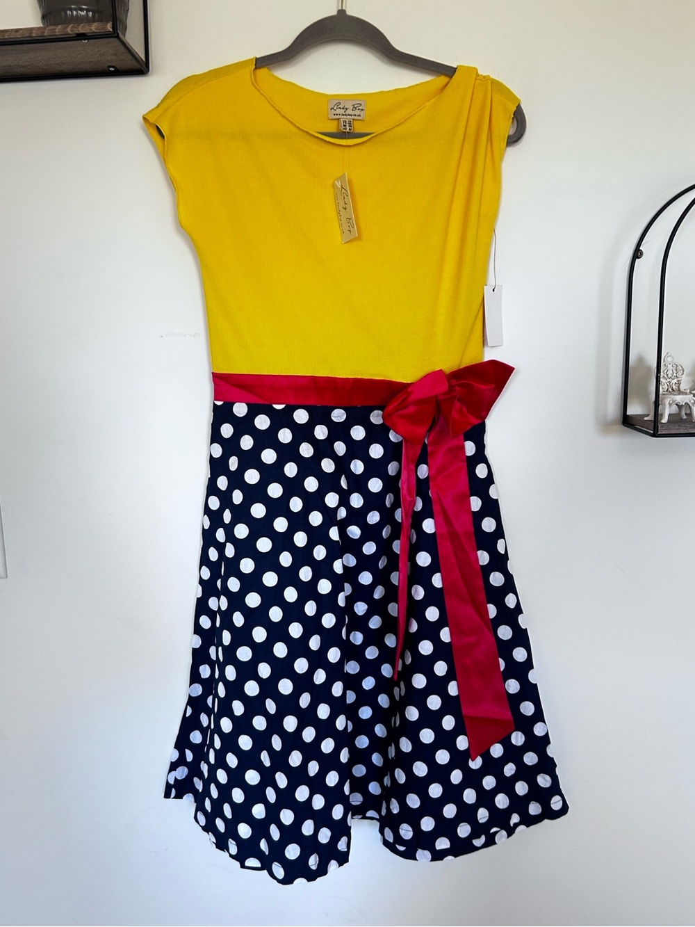 NWT Lindy Bop Polka Dot Retro Vintage Inspired Rockabilly Knee Length Dress Med